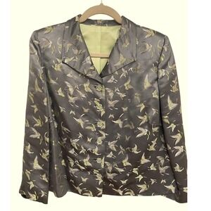 Vintage Cocktail Jacket 1950s-early 60s Silk Brocade Butterfly Pattern Large EUC
